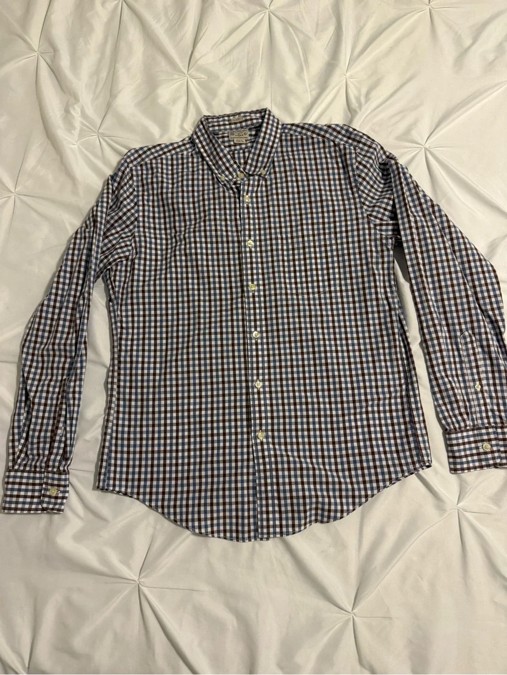 J. Crew Button-Down Plaid Mens Shirt in Blue and Brown